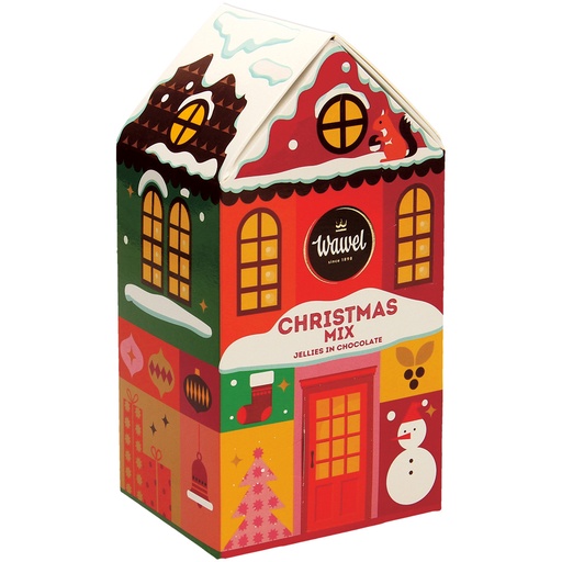 [83914] Gelebonbons in chocolade "Kerstmix huis"