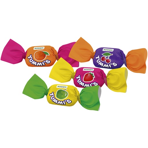 [87217] Yummis zachte karamelmix in de smaken sinaasappel, aardbei,
