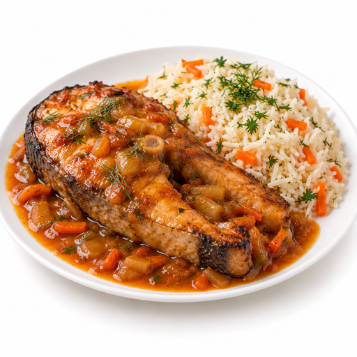 [2815] KARPERSTEAK MET RIJST EN SAUCE