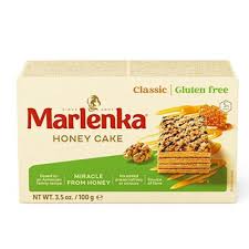 [0001020816] "Marlenka" Glutenvrije taart met 50% karamelcrèmevulling, honing en walnoten, diepgevroren