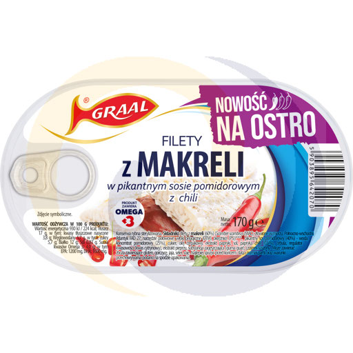 [23399000GRL] Makreelfilets in pittige tomatensaus met chili. 170g