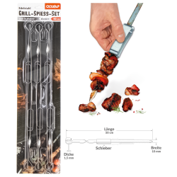 [0001021450] Grillspiesjes-set met schuif, 6 st., 50x1x0,15 cm
