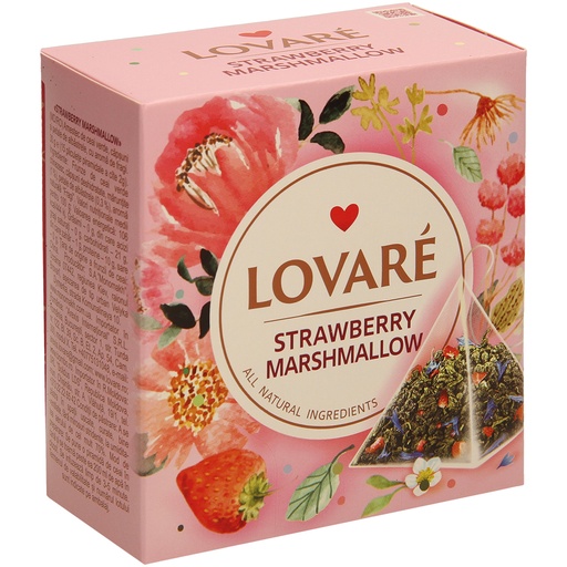 [58406] Lovare Strawberry Marshmallow -  зеленый чай с клубникой, в