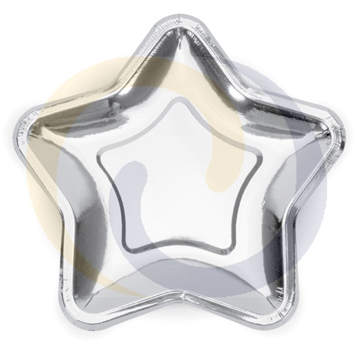 [76510100PAD] Zilveren Ster Borden 18cm 6st PartyDeco