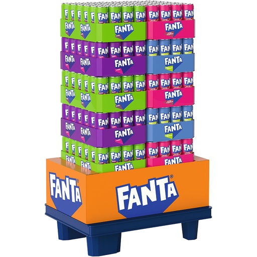 [60349] Mix Display - Verfrissingsdrank Fanta, 4 smaken, 240 blikjes x 0,33L