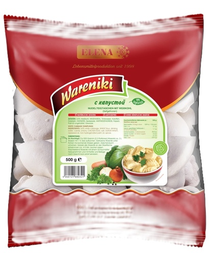 [02706] Wareniki deegpakketjes met witte kool (diepgevroren)