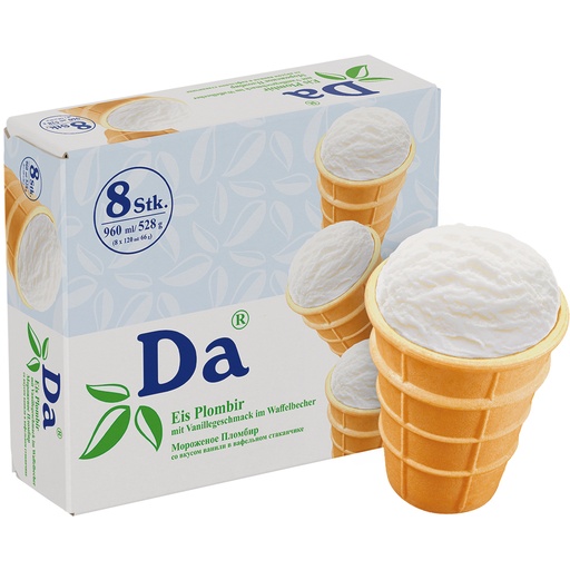 [0001023097] IJs "Plombir" met vanillesmaak in een wafelbekertje