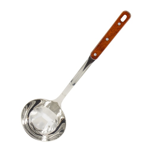 [0006022921] RVS soeplepel met houten handvat, 34,5 cm