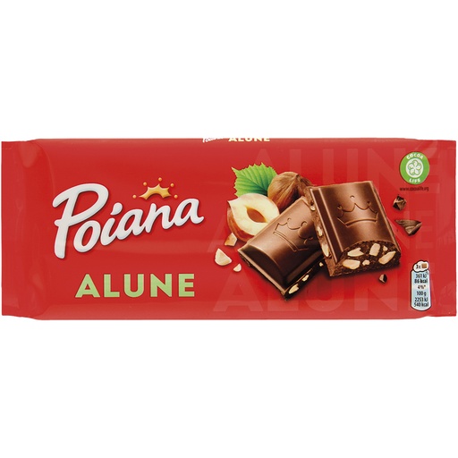 [0001023266] Melkchocolade met verkruimelde hazelnoten. Melkchocolade bevat naast cacaoboter ook andere plantaardige vetten.