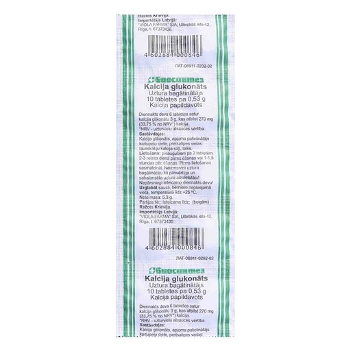 [0001023325] Voedingssupplement "CALCIUM Gluconaat" 10 Tabletten
