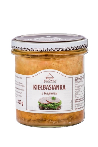[33204] "Kiełbasianka z Rajbrotu" Стерилизованная мясная консерва из свинины, средней степени измельчения.