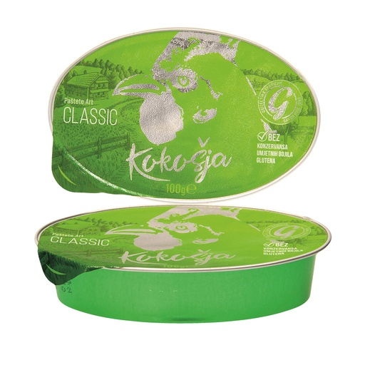 [33977] Kokosja classic" smeersel met kipvlees met toevoeging van melkeiwit en eiwit. Gesteriliseerde conserven.
