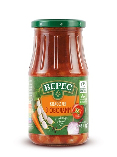 [37418] Groentemengsel met witte bonen, wortelen en uien in tomatensaus.