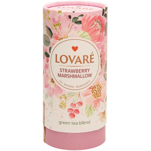 [58404] Lovare-Aardbeienmarshmallow, Geparfumeerde Groene Thee met Aardbeismaak, los.
