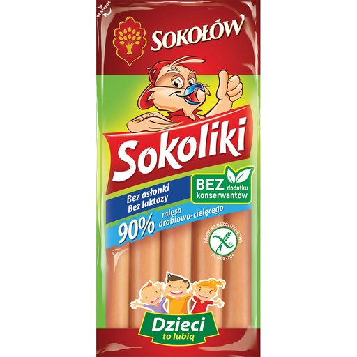 [20202] "SOKOLIKI" Сосиски куриные с телятиной. Копчёные, без оболоч