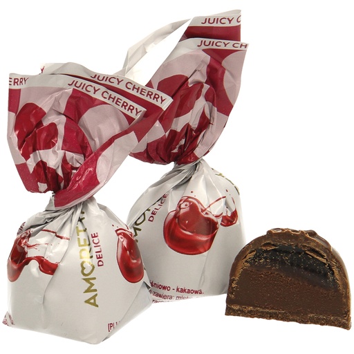 [91996] "Amoretta Delice Cherry" Kонфеты с двойной начинкой (какао и вишня) в какаосодержащей глазури.
