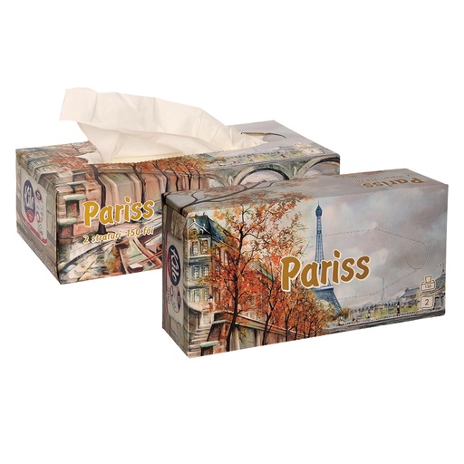 [95576] "Pariss" Fijne cosmetische tissues, 2-laags, 150 vellen 100% cellulose