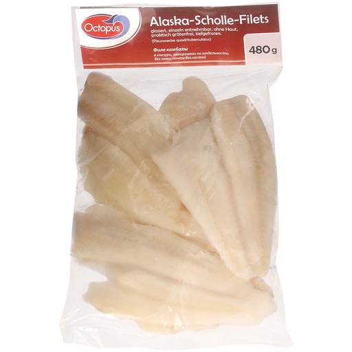 [01640] Alaska scholfilets, geglazuurd, individueel uitneembaar, zonder huid, praktisch graatvrij, diepgevroren.