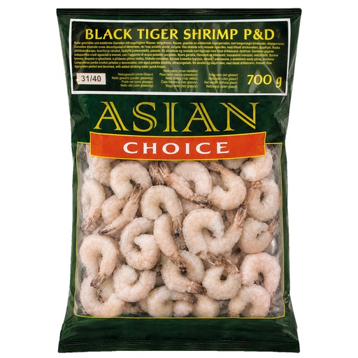 [01952] "Black Tiger Shrimp P&D" - Креветки, сырые, очищенные, без внутренностей, с добавлением воды, замороженные 31/40