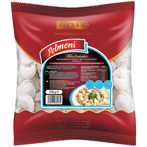 [02424] Deeggerechten Pelmeni "Wladimirskie" Handgemaakt met Varkens