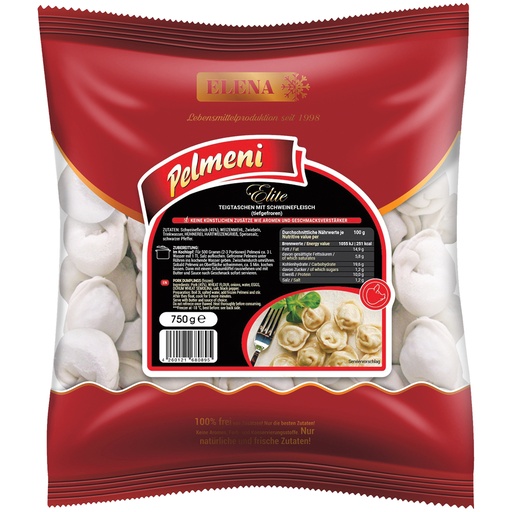 [02428] Pelmeni "Elite" Handgemaakt met Varkensvlees, diepvries