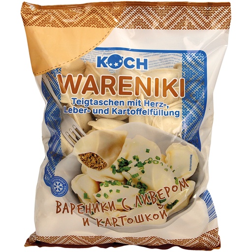 [02516] Deegwaren "Wareniki" met hart-, lever- en aardappelfulling, diepgevroren