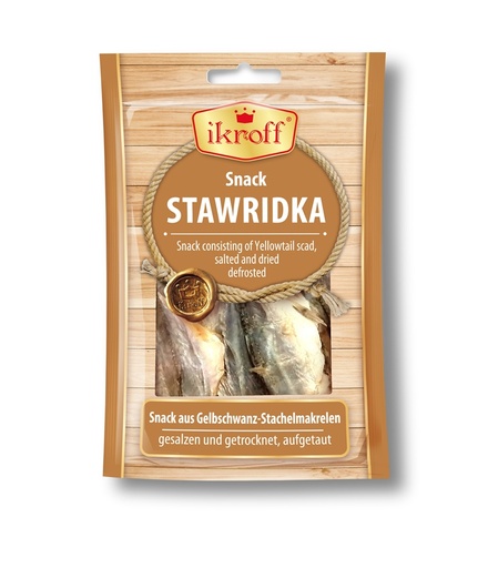 [11215] Snack van geelstaart makrelen, gezouten en gedroogd, ontdooid.