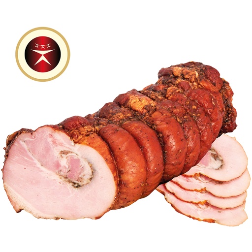 [24001] Varkensvleesrol met knoflook, gezouten, gekruid en gekookt