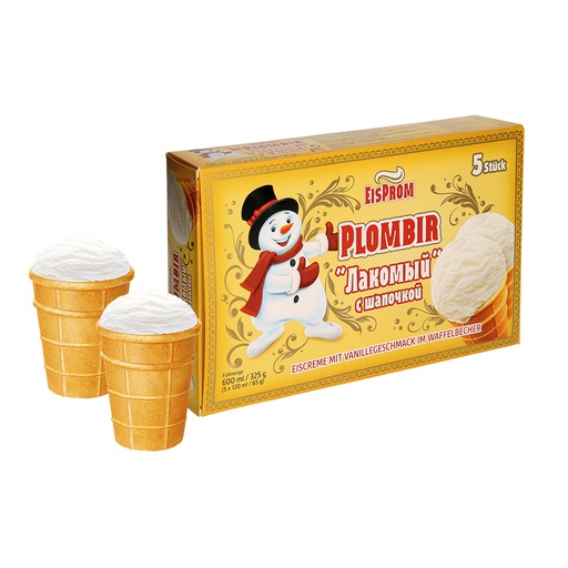[04069] Lakomij Plombir IJs met Vanillesmaak in Wafelbekertje, diepgevroren