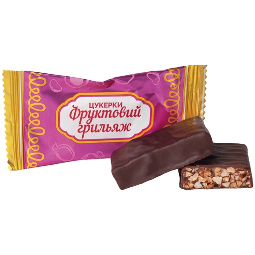 [91269] "Fruit Meteoriet" Pinda-krokant met gedroogde pruimen in cacaovetglazuur