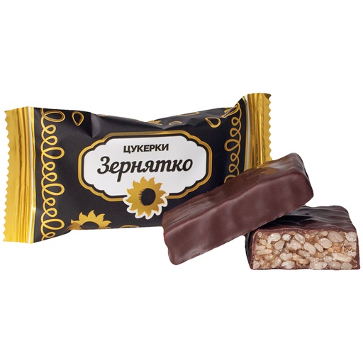 [91281] Sernyatko Zonnebloemkrokant in cacaohoudende vetglazuur