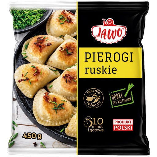 [02031] JAWO "Pierogi ruskie" Handgemaakte deegwaren met een vulling van 40 % aardappel en kwark, diepgevroren