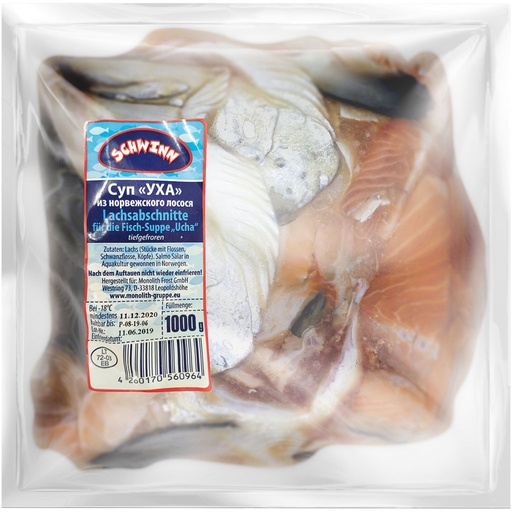 [01457] Zalmresten (Salmo Salar) voor de vissoep "Ucha", diepgevroren.