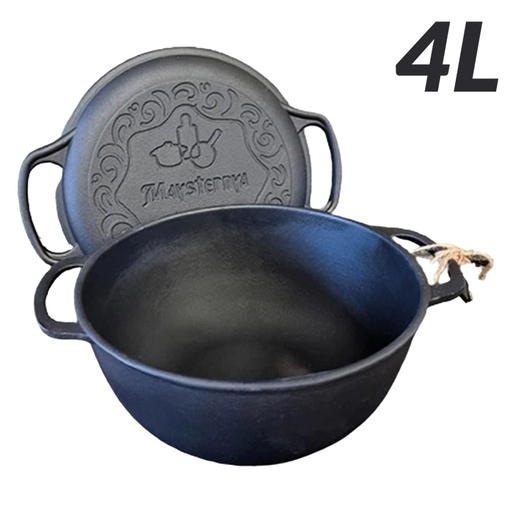 Gietijzeren pan met deksel, 4 L