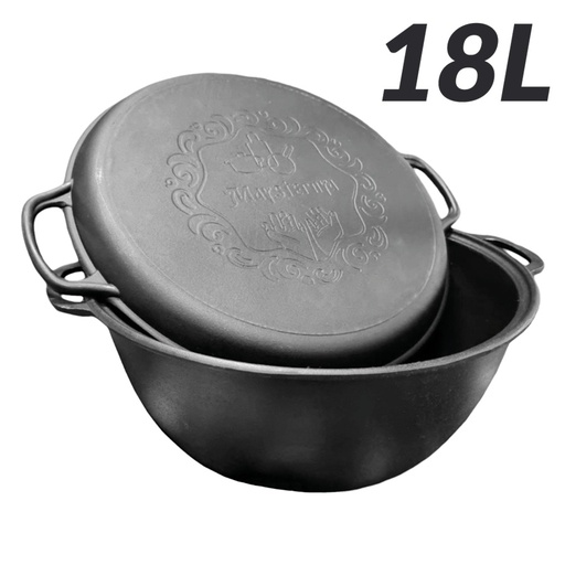 Oezbeekse WOK-pan van gietijzer met deksel, 18 L