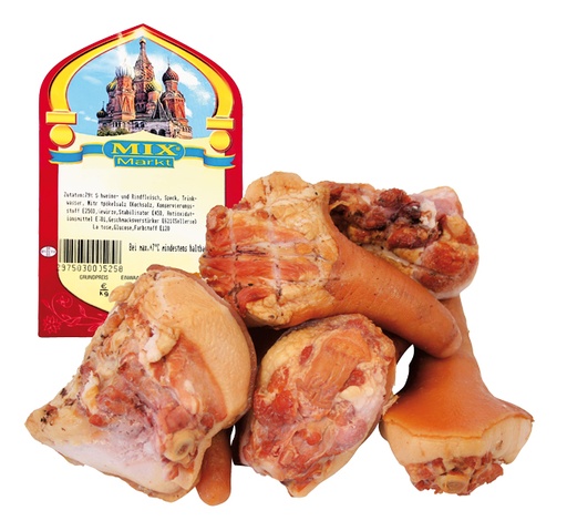 Gezouten, gerookte, gekookte varkensstaartjes
