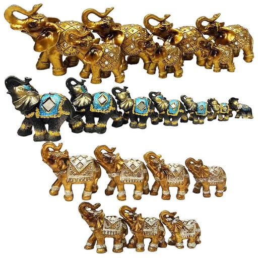 Keramische figuren SET 7-delig. "7 OLIFANTEN" 12-4 cm, verschillende soorten