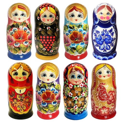 Матрёшка "Народная роспись" 17 см / 5 шт разные мотивы