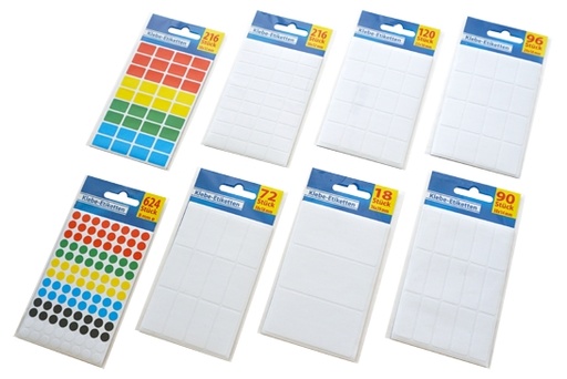 Kleefetiketten 216-pack, verschillende uitvoeringen