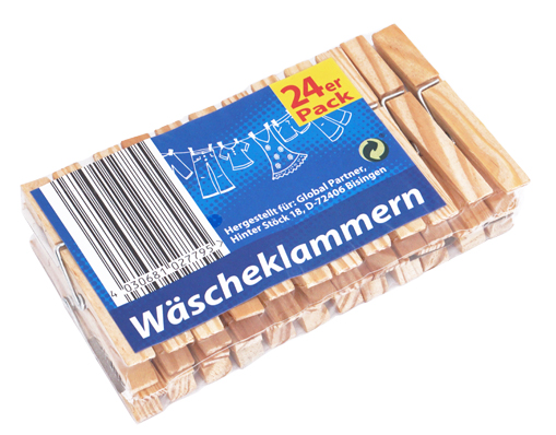 Wasknijpers, 24 stuks per verpakking