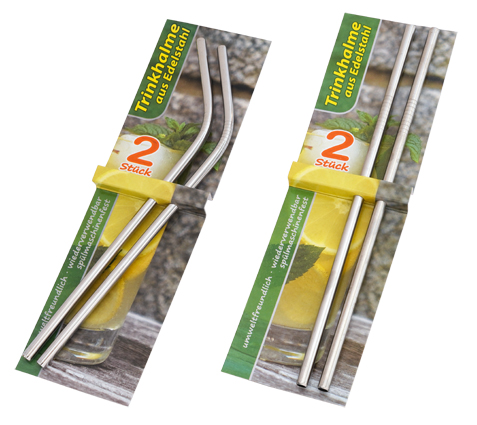 RVS drinkhalers, 2-delige set