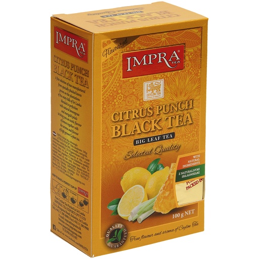 [58623] Citrus Punch Zwarte Thee - Geparfumeerde Zwarte Thee "Ceylon Orange Pekoe" met citroenstukjes, citroengras en goudsbloemen, met citroen- en honing-smaak