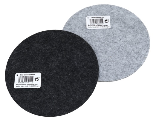 Vilt onderzetters, 20 cm, verschillende kleuren
