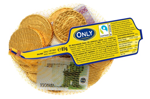 Melkchocolade "Bankbiljetten en Gouden Munten"