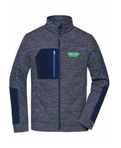 Dames Structuur Fleecejacke, Kleur: Grijs-Zwart, Maat: XS - 4XL