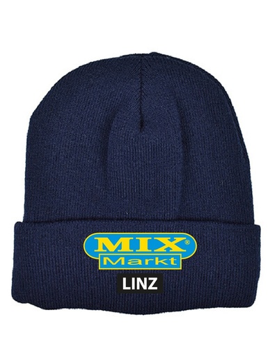 Premium gebreide muts Beste prijs Borduurlogo + Stad, Zwart