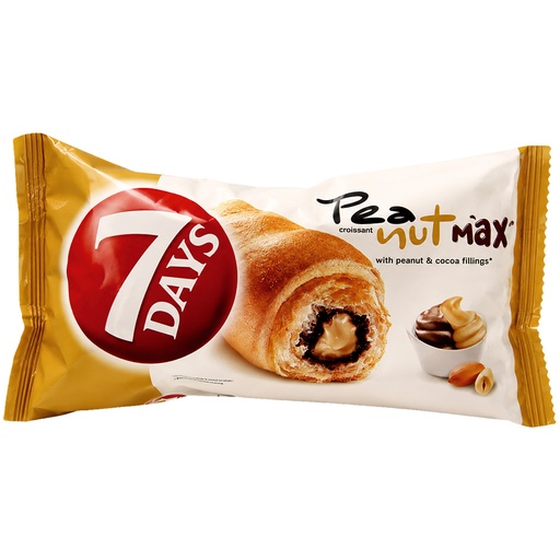 Croissant - Plundergebak met vullingen van pinda-smaak (18%) en chocolade-smaakvulling (8%)