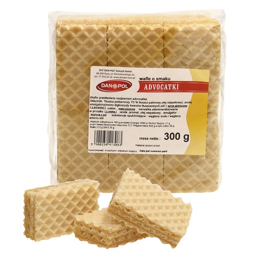 "Wafle przekladane nadzieniem advocatki"- Вафли с 77% кремовой начинкой со вкусом яичного ликёра