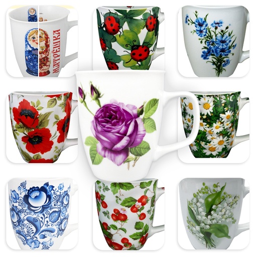Tassen 4-delige set, 0,4 l, verschillende motieven