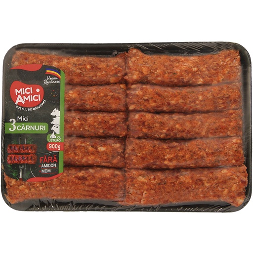 [00913] Мичи-румынские колбаски из мяса свинины, говядины и баранины, с добавлением воды и ароматом мяса, замороженные